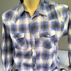 Vintage Outback Rider Western Pearl Snap Shirt Check Large